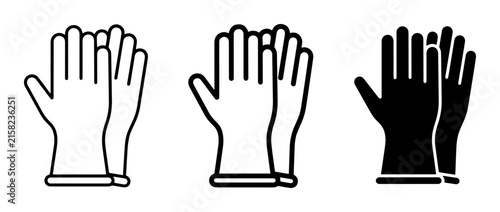 Glove Icons Set: Outline, Filled, and Silhouette Styles for Protection and Hygiene