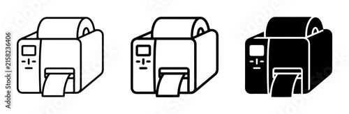 Label Printer Icons, Thermal Printer Vector Set, Shipping Label Machine Graphics