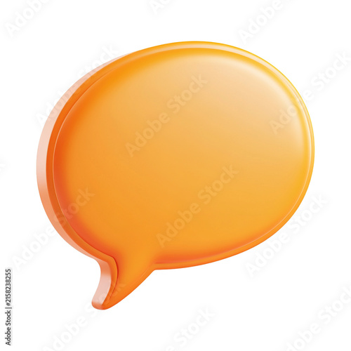Yellow speech bubble 3d icon isolated on transprante background