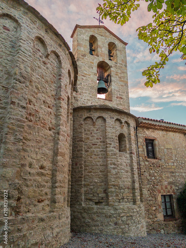 Принти на полотні Stone bell tower and romanesque architecture of santa cecilia