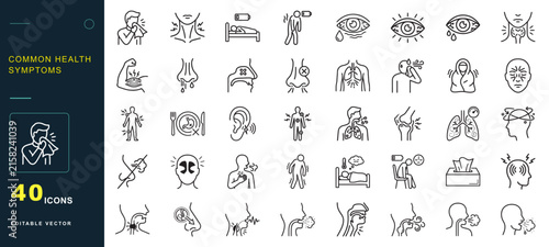 Принти на полотні Common health symptom icons for medical and wellness applications presented in a