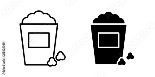 Popcorn icon line art pictograms set