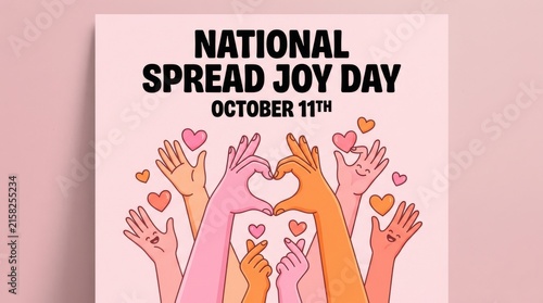 Hands forming a heart shape with hearts and text celebrating national spread joy day vector illustration celebration joyful heart-shaped