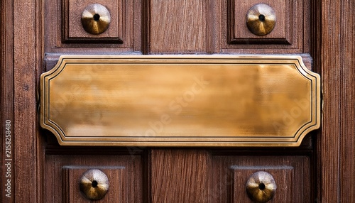 blank brass nameplate on the door empty nameplate mockup