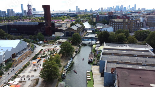 Obraz na plátne Hackney Wick Canal Bars Aerial Drone Shot