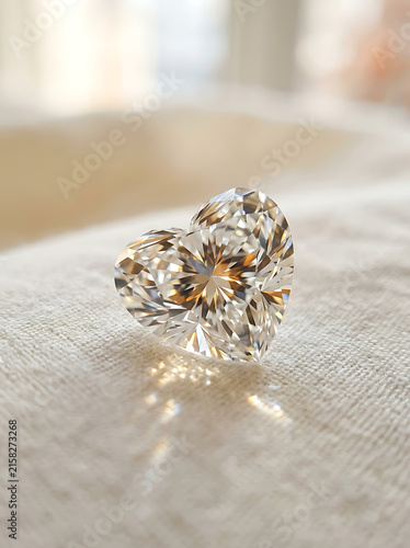 Obraz na płótnie Transparent heart shape diamond with light dispersion