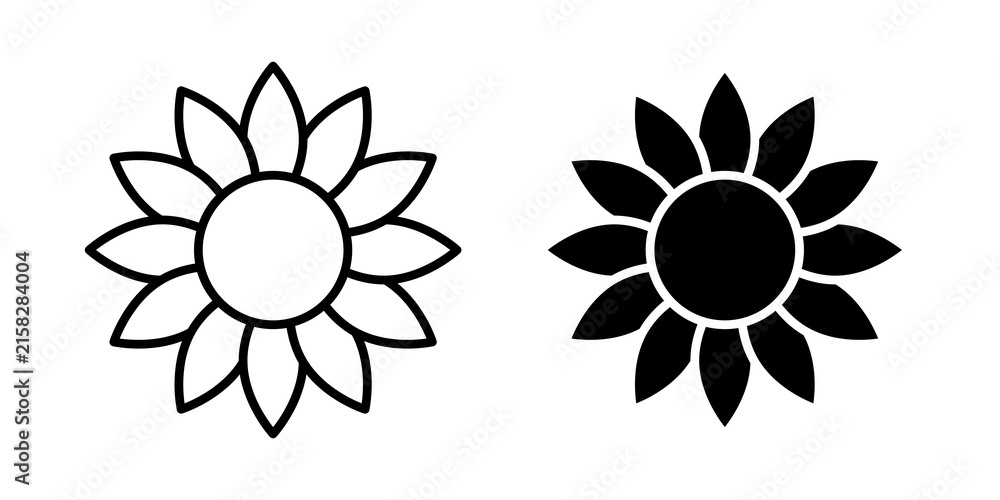 Fototapeta premium Sunflower icon collection for UX