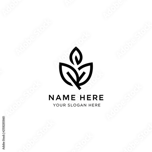 Minimalist Leaf Logo Design Isolated on Transparent Background