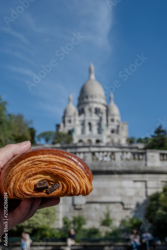 Canvastavla French pastry roll pain au chocolat for traditional breakfast, fresh baked in ar