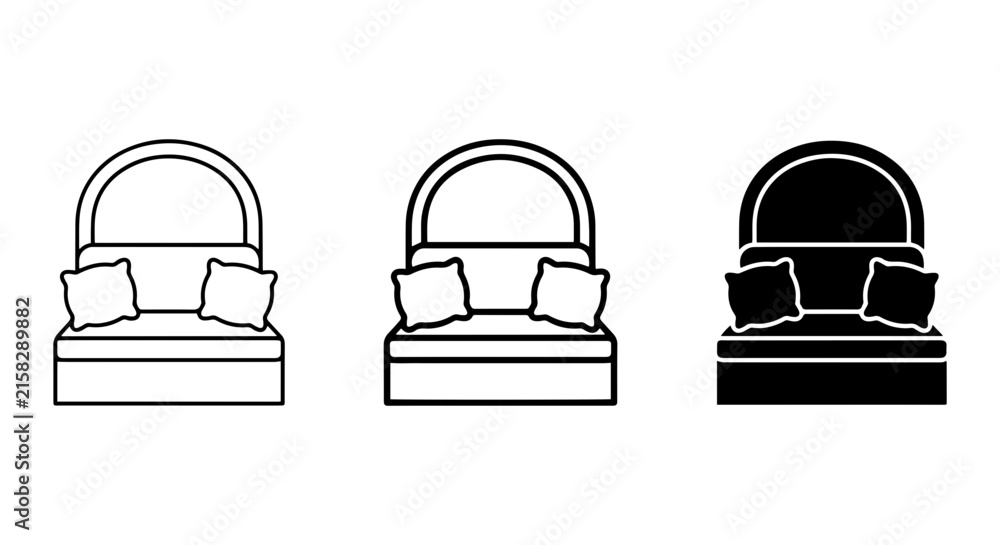 Fototapeta premium Modern Sofa Icons, Contemporary Couch Vector Set, Minimalist Furniture Graphics, Clean Living Room Design Elements