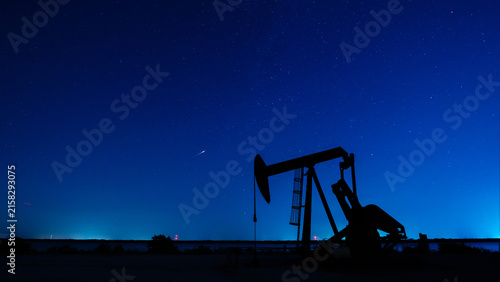 Photography Sky stars over Texas oil field with shooting star