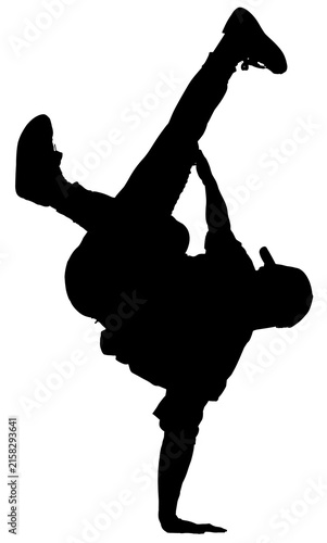 Принти на полотні Breakdancer silhouette showing a powerful handstand freeze with legs extended, t