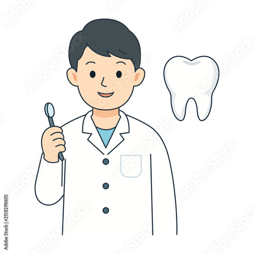 Dentist with Tooth Dental Care Illustration