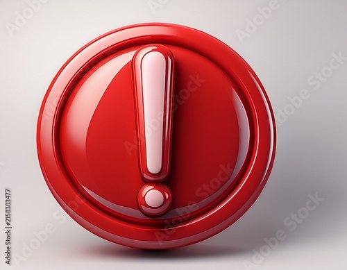 red 3d exclamation mark symbol on a white background suitable for attention grabbing designs and alerts