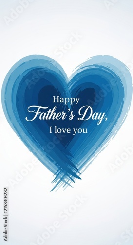 Blue Watercolor Heart for Fathers Day Greeting Card.