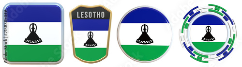 Fotografie Lesotho Flag Emblem 3d Design Set Pack nice for independence day decoration