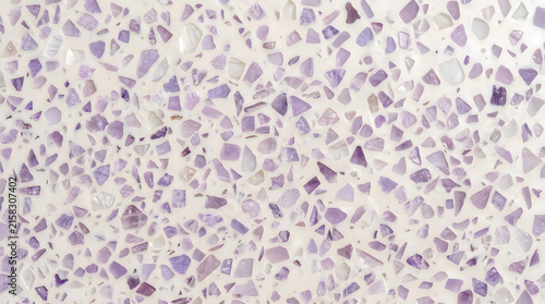 Purple and white terrazzo stone texture background for modern interior design surfaces.