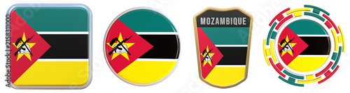 Obraz na płótnie Mozambique Flag Emblem 3d Design Set Pack nice for independence day decoration