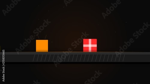 Black Friday Sale Conveyor Belt with Shopping and Discount Elements