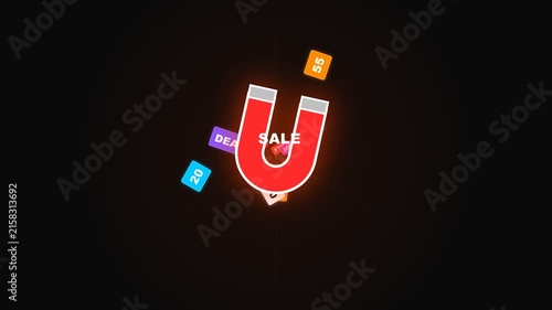 Discount Magnet Attraction Animation for Black Friday Sale Promotion