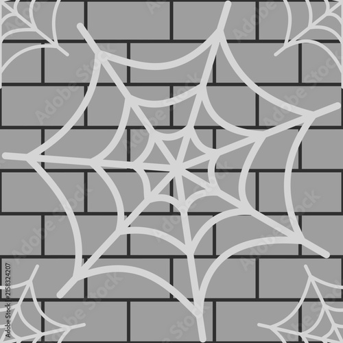 vector seamless Grey Brick Wall with Spider Webs Background, suitble for wallpaper, background, or packaging design