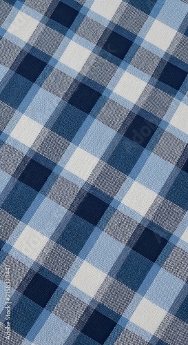 Classic Blue and Gray Plaid Pattern Texture Background.