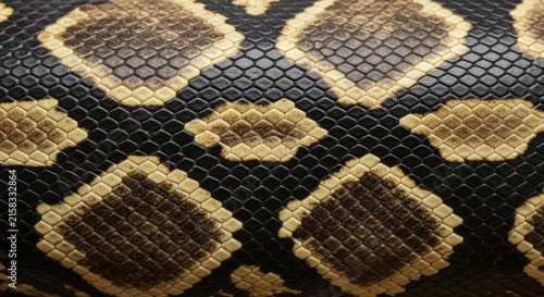 Close up of a ball python snake skin pattern.