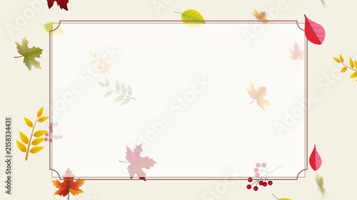 [4k / loop] autumn leaves falling animation with border frame and background