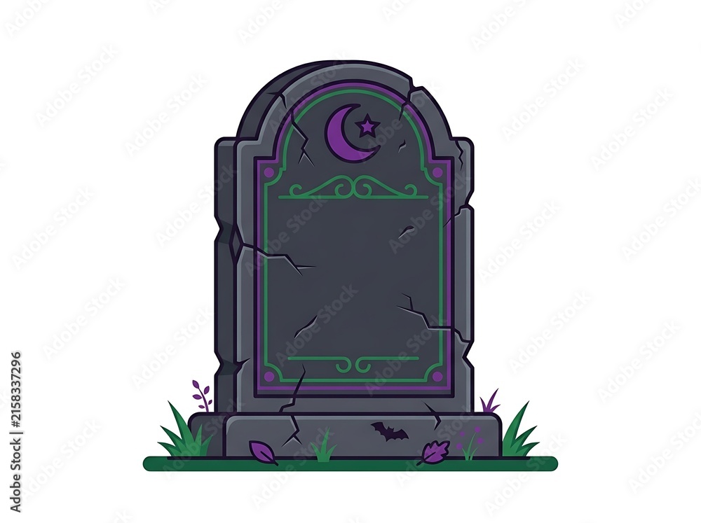 Obraz premium Halloween Cemetery Tombstone – Spooky Graveyard Element Illustration