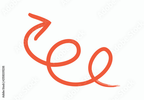 Red hand draw brush arrow spiral vector design element