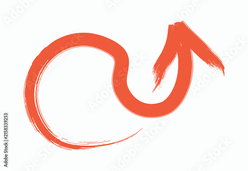 Hand Draw Brush Arrow with Curved Upward Direction