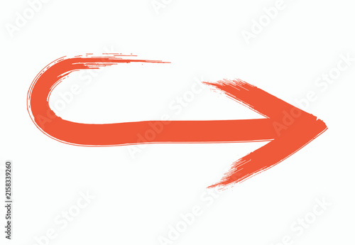 Hand Draw Brush Arrow with Horizontal Directional Stroke