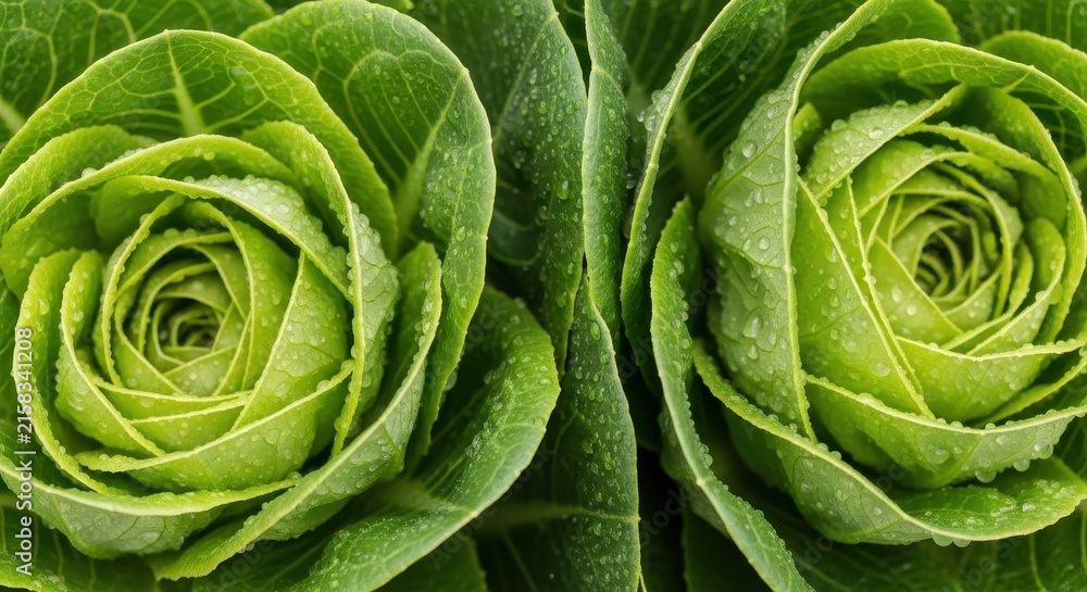 Fototapeta premium Close up of vibrant green rose succulent plants.
