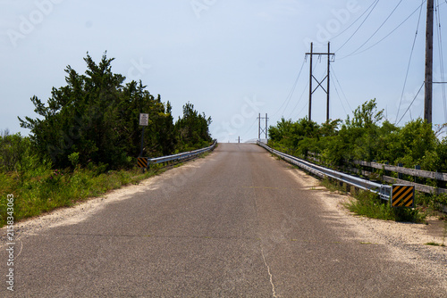 Great Bay Boulevard Wildlife Area. The narrow asphalt road by the salt marshes and pristine marine wetlands, Little Egg Harbor, New Jersey.