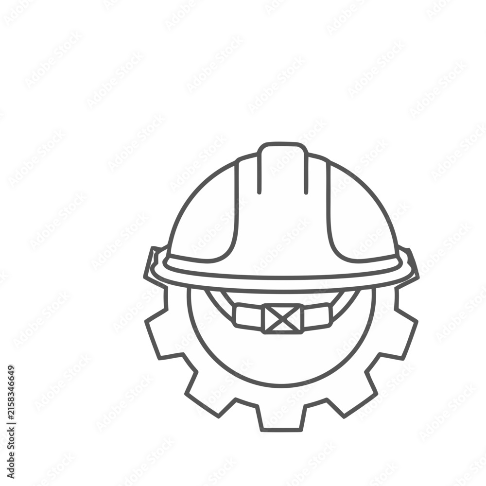 Fototapeta premium Hard Hat and Gear Icon