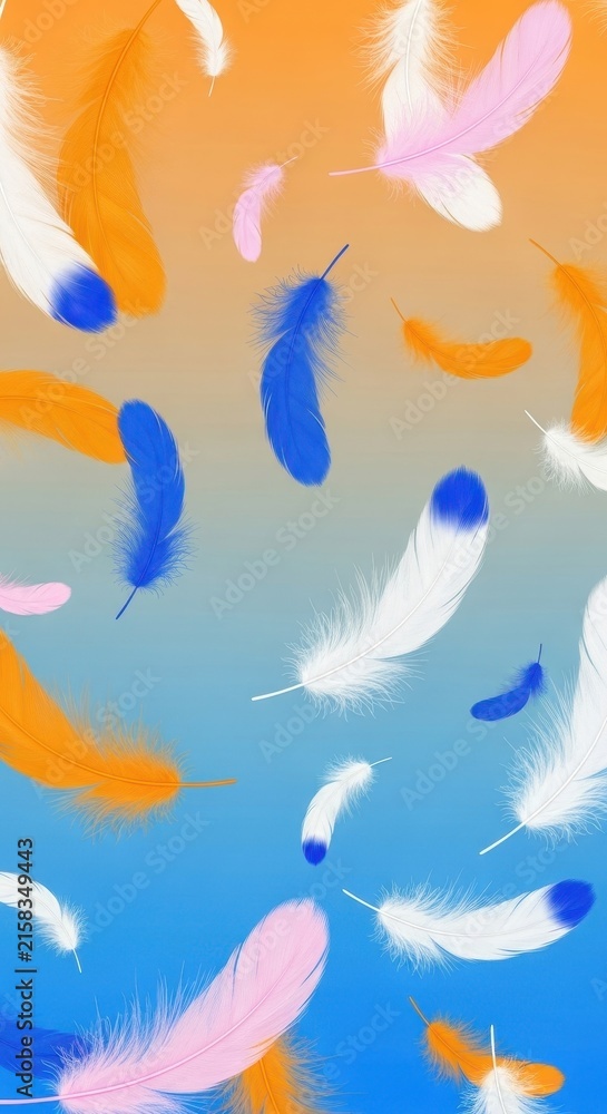 Obraz premium Colorful Abstract Feather Background with Soft Gradient.