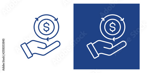Картината върху платно Cash Flow Blue And White Icon Style Collection