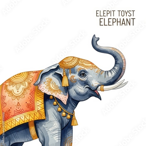 Colorful Decorated Elephant Illustration with Traditional Patterns.