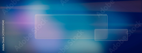 Abstract futuristic UI panels and translucent rectangles glow softly over a blurred blue gradient, creating a calm tech atmosphere for presentations, apps, or backgrounds.