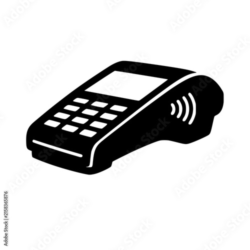 Black credit card payment machine icon