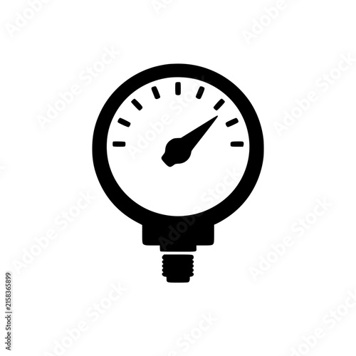 Black pressure gauge icon on a simple flat design