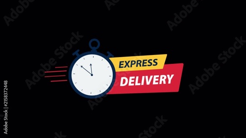 Animated Express Delivery Icon with Moving Stopwatch - Transparent