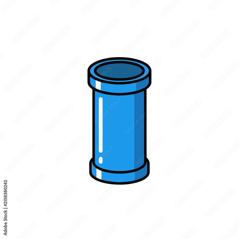 Obraz premium Blue Industrial PVC Plumbing Pipe Vector Icon for Construction Works