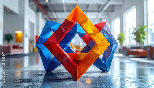 Intricate Geometric Structure of Colorful Translucent Building Blocks