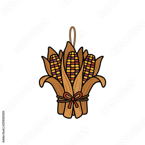 Decorative bundle of Indian corn with dried husks