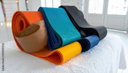 Collection of Colorful Resistance Bands for Fitness and Strength Training