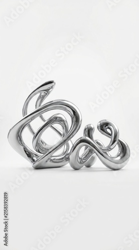 Abstract Metal Sculpture Art Piece with Flowing Lines.