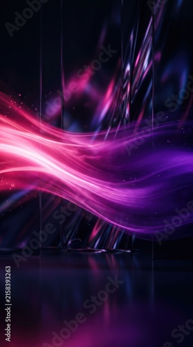 Abstract Swirling Light Waves in Pink and Purple Hues.