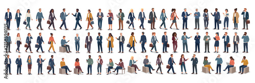 Architectural entourage people vector set, diverse business professionals in standing and walking poses for building elevations, interior design, urban planning, CAD drawings and scale visualization