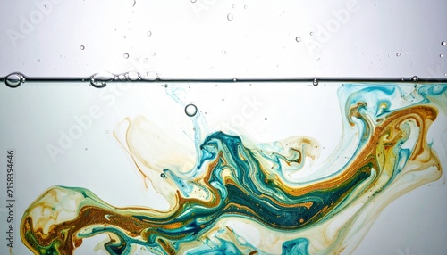 Vibrant oil and water emulsions swirling in dynamic abstract patterns and fluid motion